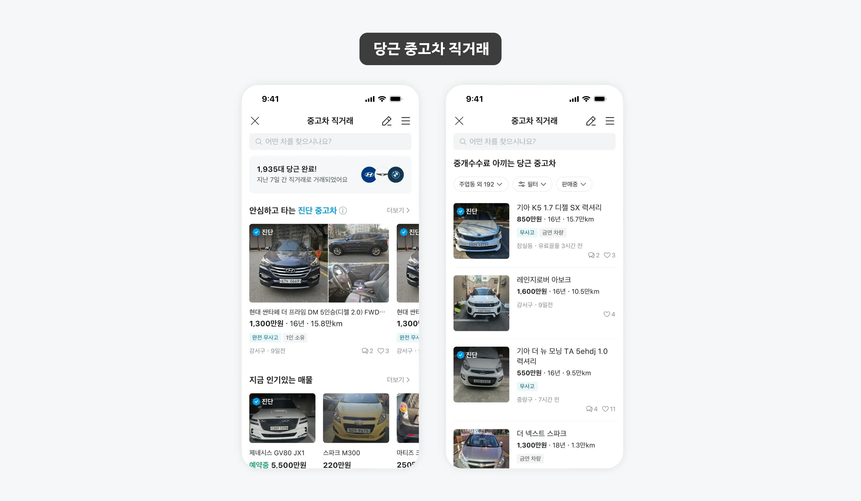 중고거래에서 파생된 중고차 직거래 서비스